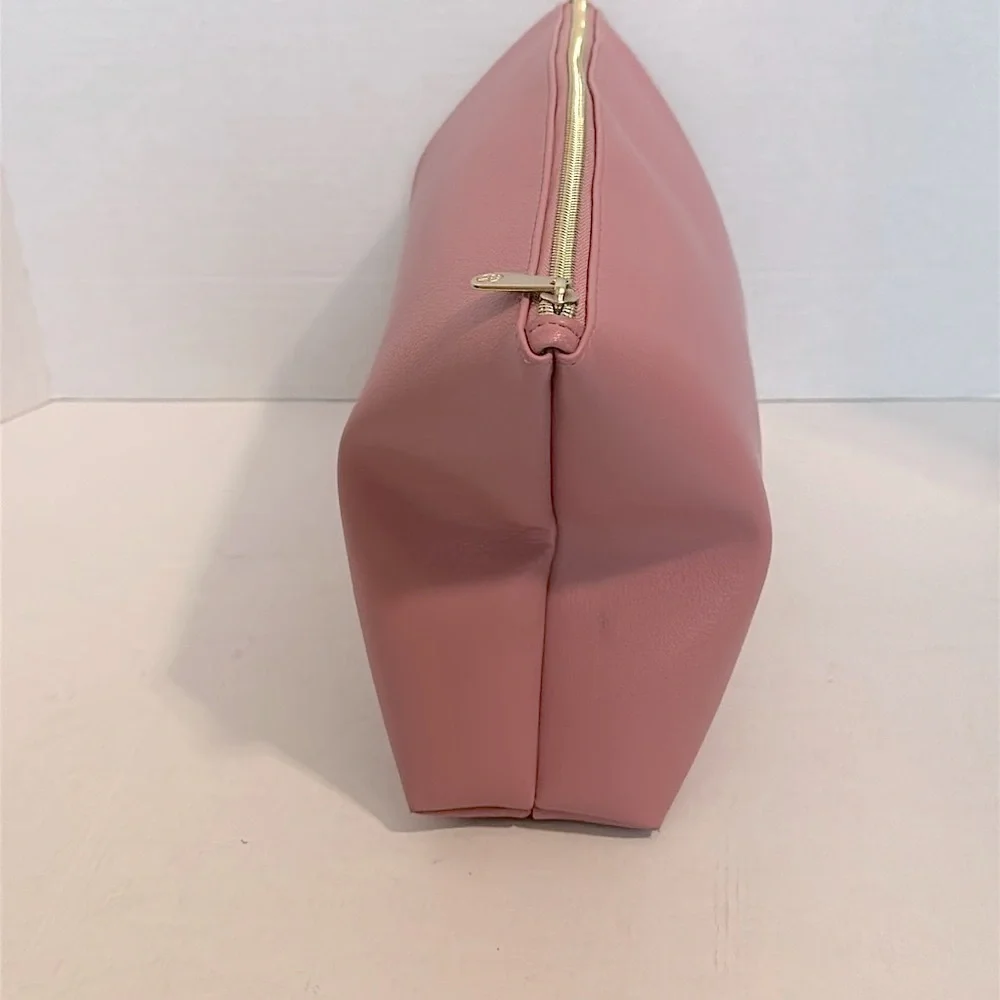 Sonia Kashuk large cosmetics bag pink faux leather NWT